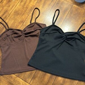 Brand New set of 2 twist front ribbed cami tops~